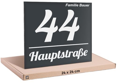 PRINTIMA 24x24cm Hausnummer Anthrazit aus Wetterbeständigem, Uv-Beständig & Umweltfreundlichem Dibond - Aluminium, Hausnummer Edelstahl Eine Funktionale & Stilvolle Lösung für Ihr Zuhause!