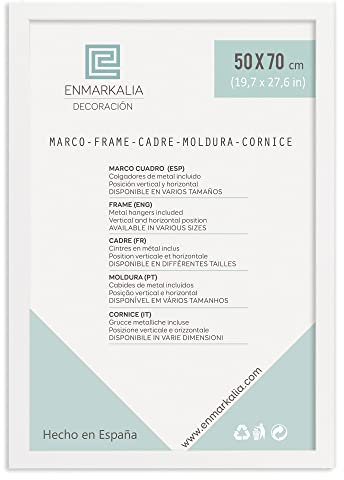 ENMARKALIA DECORACION Marco 50x70 cm, Moldura 30x15mm (50 x 70 cm, Blanco)