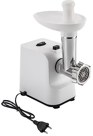 Elektrischer Fleischwolf 1000W Edelstahl Hackfleisch Maschine mit 3 Loch-Scheiben und Wurstfüllrohren für Hausgebrauch - Meat Grinder Electric (Weiß)