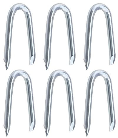 Create idea 200Pcs U-Shaped Fence Nails Galvanised Netting Staple U Nail U-Type Galvanised Extra Sharp Fixing Nails Accessories for Wire Netting Fencing