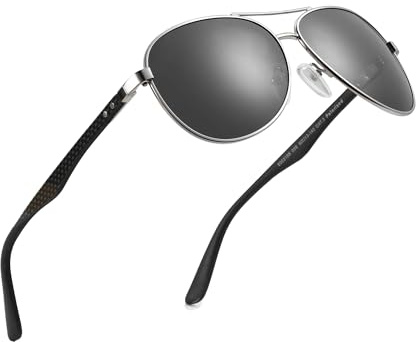 ZENOTTIC Pilot Sonnenbrille Herren Polarisiert Leichter Carbonfaser Rahmen | UV400 Schutz Kratzfeste Linsen Robuster Metallrahmen Weiche Silikon Nasenpads ideal für Autofahren und Outdoor-Aktivitäten