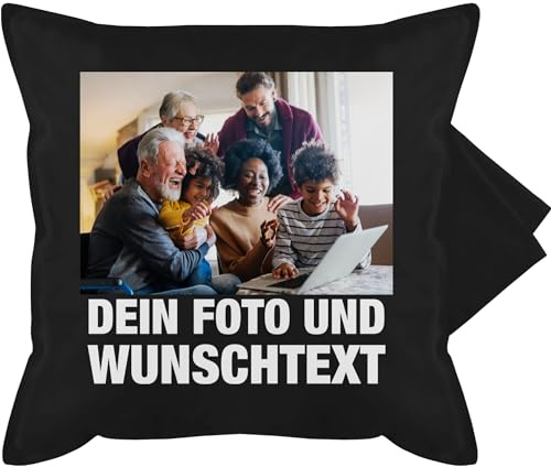 Kissenbezug - Geschenk mit Bild I eigenem Foto I Name I eigener Text I Wunschtext - 50 x 50 cm - Schwarz - Custom Kissen kissenbezüge selber gestalten selbst drucken DIY kopfkissen Machen