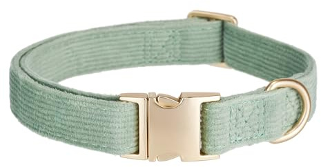 YUDOTE Ultraweiches Hundehalsband natürliche Baumwolle Cord für Mittel Hunde mit empfindlicher Haut,SalbeiGrün
