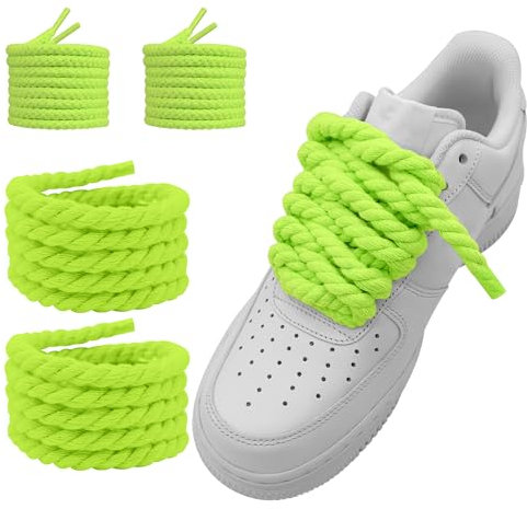 NDTEZUGT Ø 10 mm tjocka skosnören för Air Force 1 skor, Big Rope Laces, runt rep, fint tvinnat bomullsrep, skosnören för sneakers, Grön, 47''/120cm