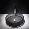 Homary Rundes Aufsatzwaschbecken aus schwarzem Kristallglas – 39 cm luxuriöses Design, diamantgeschliffen, robust & pflegeleicht, inkl. Pop-Up Ablaufventil – Perfekt für Badezimmer & Gäste-WC