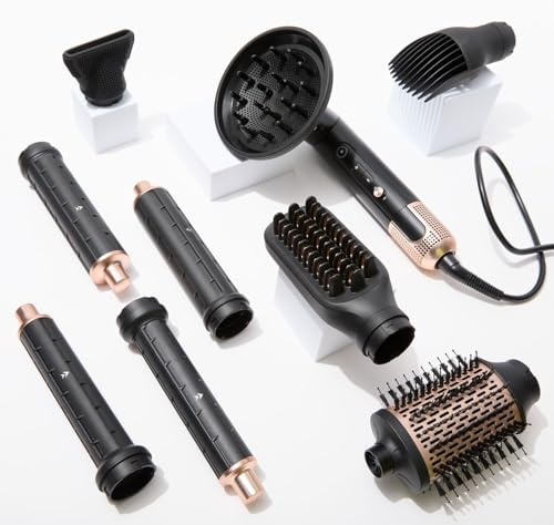 ion Luxe 8In1 Airstyler Pro Interchangeable Hair Dryer & Curler, Ionic MultiStyler for Drying, Curling, Smoothing & Volume, All Hair Types, 8 Attachments