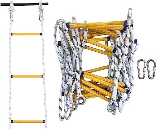 PLHBVDFWE Weiche Leiter Strickleiter Feuerleiter 2-6 Schichten Tragbare Evakuierungsleiter mit Haken, 5M 8M Nylon Haushaltsleiter Strickleiter