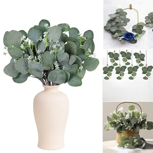 YUZHEDM 15 Artificial Eucalyptus Leaves Greenery Eucalyptus Leaves Branches Nstlichen Eukalyptusblätter Künstliche Eukalyptus Weihnachten Geeignet für Hochzeits- Garten- Innen- und Außendekoration