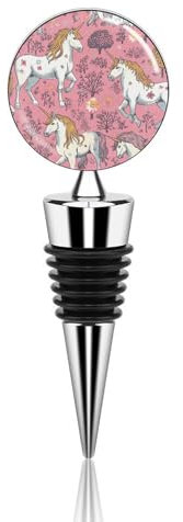 Unicorns Wine Stoppers Stainless Steel Wine Bottle Corks Vacuum Reusable Wine Bottle Stoppers Leak Proof Keep Fresh for Standard, Wine Corks Gift for Wine Lovers