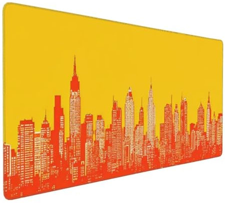 Orange Stadt Gaming Mauspad, Mousepad XXL 1000x500x3 mm, Wasserdicht Anti-Rutsch Schreibtisch Mouse Pad verbessert Präzision und Geschwindigkeit, Gaming Zubehör für Home Zimmer Deko Q-135