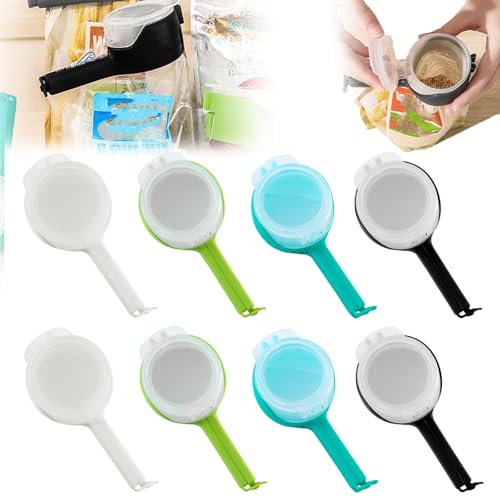 Pince Sachet Alimentaire, 8 Pièces Fermeture Sachet Alimentaire avec Bec Verseur, Clip Fermeture Sachet Alimentaire Clips de Cuisine, Distributeur de Collations Clip de Fermeture