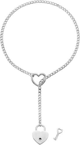 RWQIAN justerbar slip-kedja damer hjärta/O-ring/lås slip kedja punk gotiska kubanska halsband silver/guld/svart smycken Y-halsband 60 – 34 tum, Rostfritt stål