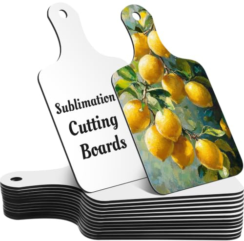 Patelai 12 Pcs Sublimation Cutting Board Blanks 9.06 x 5.51 Inches Sublimation Chopping Board Craft with Handle Heat Thermal Transfer Sheet DIY Picture Charcuterie for Home and Kitchen Decoration