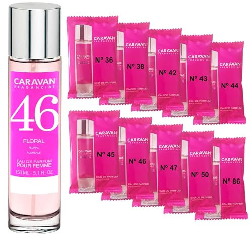 CARAVAN FRAGANCIAS Perfume de Mujer Nº46 de 150 ml + Set de 10 Viales de Fragancias femeninas distintas de Caravan para descubrir nuevos aromas