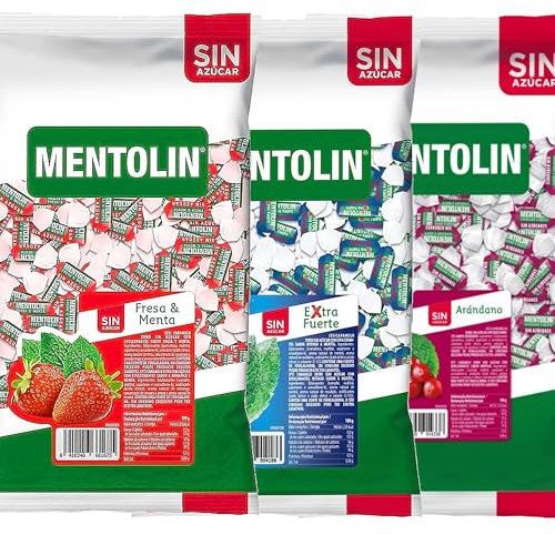 MENTOLIN PACK 3 Kg caramelos sin azúcar duros Fresa Menta & Extra Fuerte & Arandano