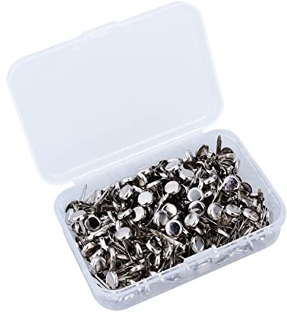 jojofuny 200 Stück Metall-rundkopfklammern Silber Runde Papierverschlüsse Langlebig Wasserfest Und Rostfrei Mit Praktischer Aufbewahrungsbox Für Scrapbooking Basteln Und DIY-anwendungen