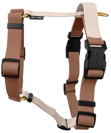 Hey Lana Outdoor Hundegeschirr Handmade, 5-Fach verstellbar & wasserfest, kleine bis sehr große Hunde, Führgeschirr Brustgeschirr Führungsgeschirr Hund Training (Mocca/Mousse, S)
