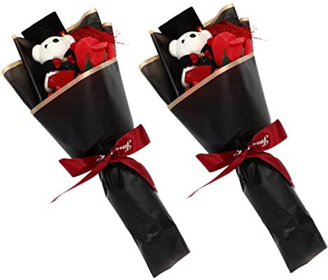 HEALLILY Bouquet di orsi di laurea adorabile composizione floreale di sapone per celebrazione della laurea per compagni di classe ed eventi festivi, 2 pezzi