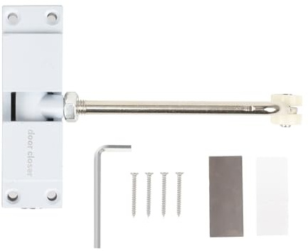 Automatischer Türschließer, Automatische Türschließer Haustür mit 4 Schrauben und Einstellhebel Türschliesser Innentüren, Gewicht bis 68KG, für Zimmertür, Gartentor, Glastür, Haustür (Weiß)