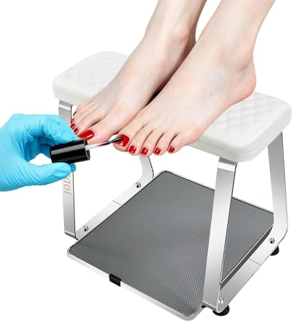 JODSONE Supporto Piede per Pedicure con Cuscino Morbido, Sgabello, Alza Unghie, in Acciaio Inox Rimovibile, per Pedicure Stazione, Uso Domestico e in Salone