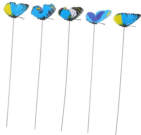 HEALSOPTHY 5 Stück Bunte Pflanzenstecker Ornamente in Schmetterlingsform aus Kunststoff mit Doppellagigem Steckerdesign Realistisch und Installieren für Garten und Blumentöpfe Innen