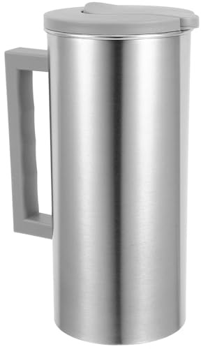 PLAFOPE Carafe à Eau en Acier Inoxydable Grosse Capacité 2l avec Poignée Ergonomique et Couvercle, Pichet Multifonction pour Jus de Fruits, Eau Froide et Boissons Maison, Usage Bureau