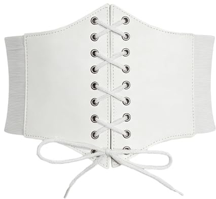 Carnavalife Ceinture corset large élastique avec lacets, ceinture taille femme, boucles métalliques, style vintage, robes et jeans, cosplay, tailles S-3XL