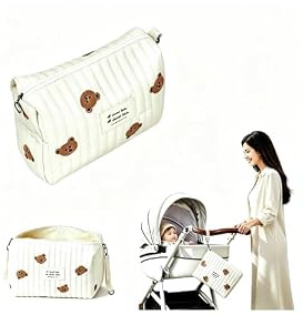 KOQAIIZ Sac à Langer Bébé & Sac Maternité, avec Motif Ours Mignon, Organisateur de Poussette Universel, pour Voyage et Hôpital