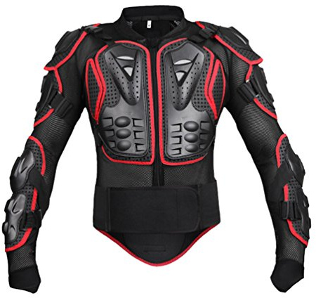 Dexinx Moto Ciclismo Montar Cuerpo Completo Armadura del Protector de la Calle Guardia Profesional de Motocross Chaqueta de la Camisa con la Parte Posterior de Protección Negro Rojo S