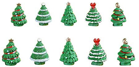 Amosfun 8pcs Weihnachten Miniatur Baum Ornament Harz Weihnachtsbaum Kuchen Fee Garten Dorf Haus Zubehör für Urlaub Partei begünstigt
