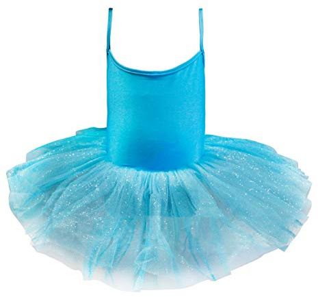 Carnavalife Maillot de Ballet Danza Mujer Elástica con Falda Tutu de Tirantes Finos (Celeste, L)