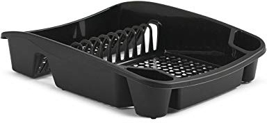 Galleries Plastic Kitchen Sink Dish Drainer Cutlery Plate Cup Storage Holder Rack Tidy (Black, Small Dish Drainer)