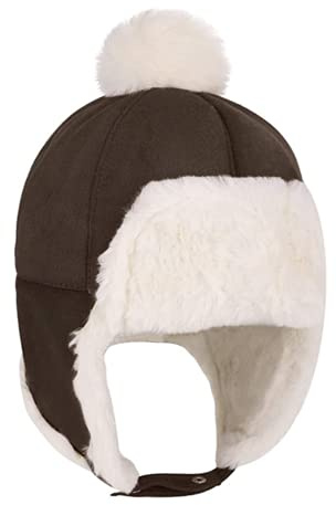 1-3 år baby vinter plysch mössor spädbarn skidmössa med pompom och öronlapp värmare vindtäta mössor mössor fleecefodrad fångare pilothatt för barn småbarn flicka pojke, Brun, one size