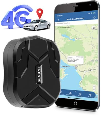 TKMARS Tracker Auto GPS 4G, stark magnetisch wasserdicht mit kostenloser APP/Web ohne ABO Anti-Verlust Echtzeit Ortungsgerät für Auto, Fahrzeug, LKW, Flotte TK905B