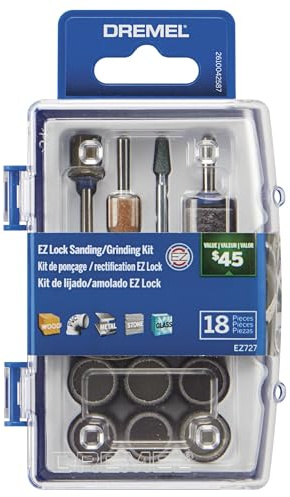 Dremel EZ727-01 EZ Lock Schleif- und Schmirgelzubehör-Set für Rotationswerkzeuge, perfekt für Detail-Schleifen und Schärfen, 18-teiliges Sortiment