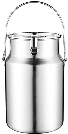 Acier Inoxydable 201 Bidon De Lait, Seau De Transport De Lait Seau À Vin Bouteille De Lait Cruche Fourre-Tout Avec Poignée Et Boucle De Verrouillage Pour Liquide Et Solide Conteneur De Stockage,3L
