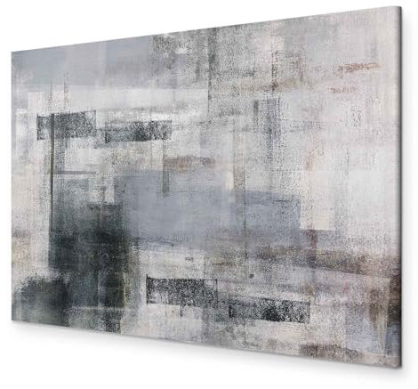 B&D XXL - Akustikbild Abstrakt Bilder Akustikschaum Hochleistungsschallabsorber Schallschutz Leinwand 1 tlg Wandbild Raumakustik Schalldämmung beige grau wie gemalt a-A-0752-b-a