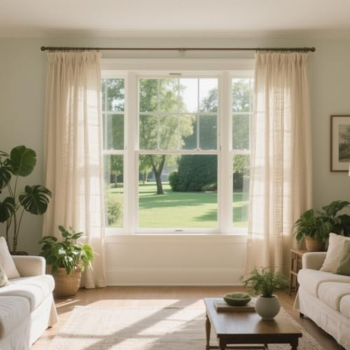 Fcosie Custom-Made Curtains Natural Linen Blend Drapes for Bedroom Living Room, 38 Colors for Choosing, Blackout/Room Darkening Drapery Liner, Multi-Type Header Styles & Size Customizable