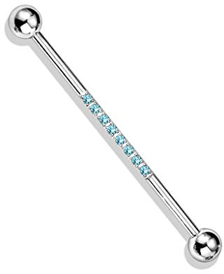 beyoutifulthings Industrial-Piercing Zirkonia-Reihe viele Farben Industrial-Barbell Industrial-Bar Chirurgenstahl Stab-länge 38-mm