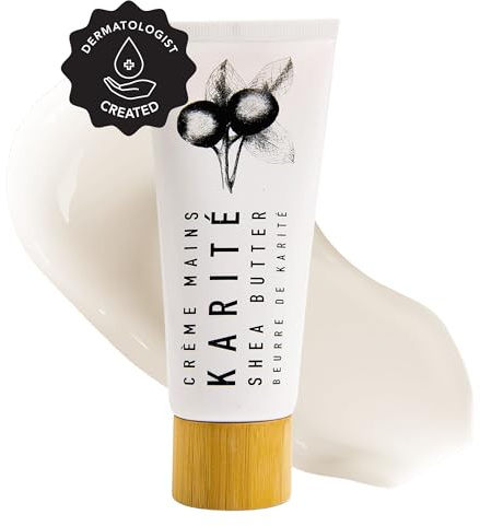 Karité Shea Butter Hand Cream - Raw Organic Shea Butter for Dry Cracked Hands - Intense Moisturizing Hand Lotion with Jojoba & Rosehip Oil - Hypoallergenic & Dermatologist Approved