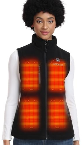 Venustas Women's Recycled Fleece Heated Vest with Battery Pack 7.4V, Lightweight Insulated Heated Fleece Gilet, Heated Body Warmer for Women Winter Outdoor