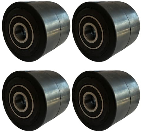 4 Stück Hubwagen Rollen Gummi 80 x 70 mm, Achse 20 mm - Ersatzrolle inkl. Kugellager