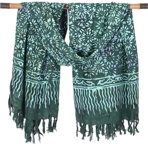 GURU SHOP Bali Batik Sarong, colgante de pared, falda envolvente, vestido de pareo, toalla de playa, hombre/mujer, verde, sintético, talla: talla única, Design 32/green