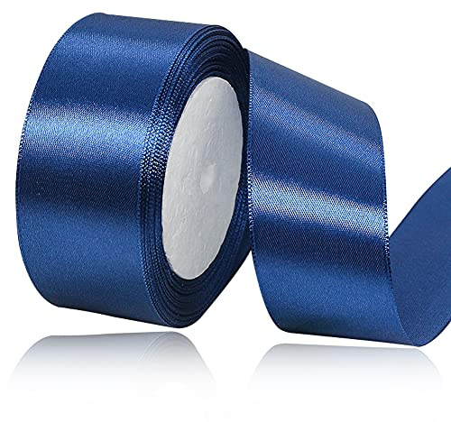 Dunkelblau Satinbands 40mm Breit, 22 Meters Schleifenband, Geschenkband für Geschenkverpackungen, DIY Handwerk, Blumensträuße, Nähprojekte, Schleifenherstellung, Geburtstags- und Hochzeitsdekorationen
