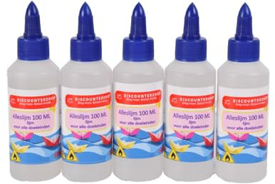5er Set Allekleber Transparent, Plastikflaschen I Schnelltrocknender Kleber I 100ml je Flasche I Qualitative Klebeverpackung
