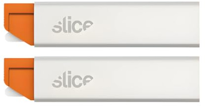 Slice Manual Carton Cutter | Safe Ceramic Box Cutter | Lasts 11x Longer than Metal | Single Edge Razor Blade | Mini Box Cutter | 2 Pack