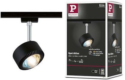 Paulmann 96771 Aldan URail LED Rail spot 500lm 8W White Switch 230V Black Rail System