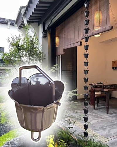 ZIMGOD Regenkette Japanische Blumenregenkette für Die Veranda, Dekorativer Regenfänger Fallrohrketten, Aluminium-Regenglocken-Ausgießbecher, Regenablaufkette für Den Außenbereich(1m/3.3ft)