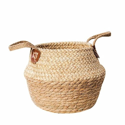 Pflanzkorb aus Seegras, natürlicher Blumentopf, Behälter, handgewebt, mit Auskleidung, für Innen- und Außenbereich, Garten, Balkon, Heimdekoration, Durchmesser von 20 cm