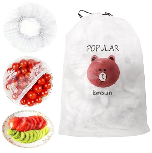 GJNMYSD 300 Pcs Stretch Food Covers & Household Covers, Elasticated Plastic Wrap for Keeping Food Fresh, Multi-Use as Disposable Shoe & Shower Caps